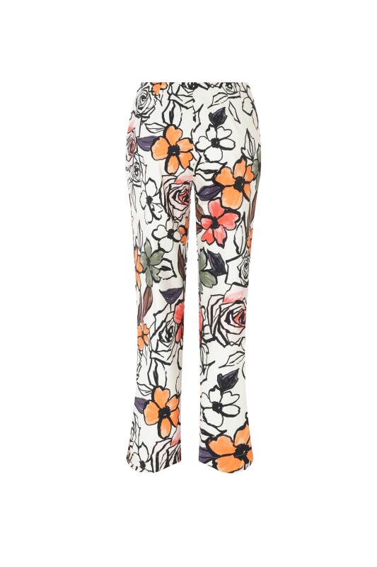 Çiçek Desenli Kısa Paça Pantolon Standart Renk - 5