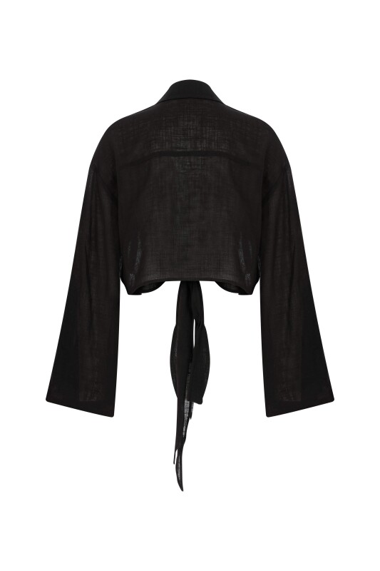 Yandan Bağlamalı Bluz Siyah - 5