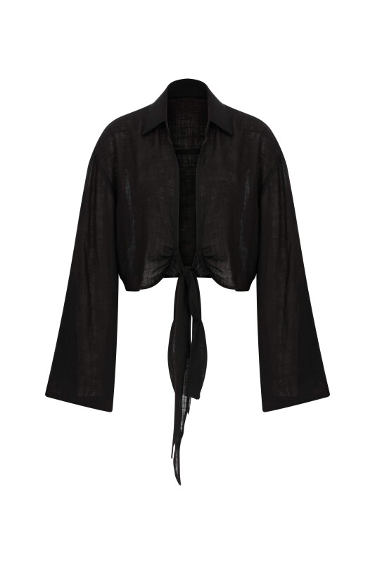 Yandan Bağlamalı Bluz Siyah - 3