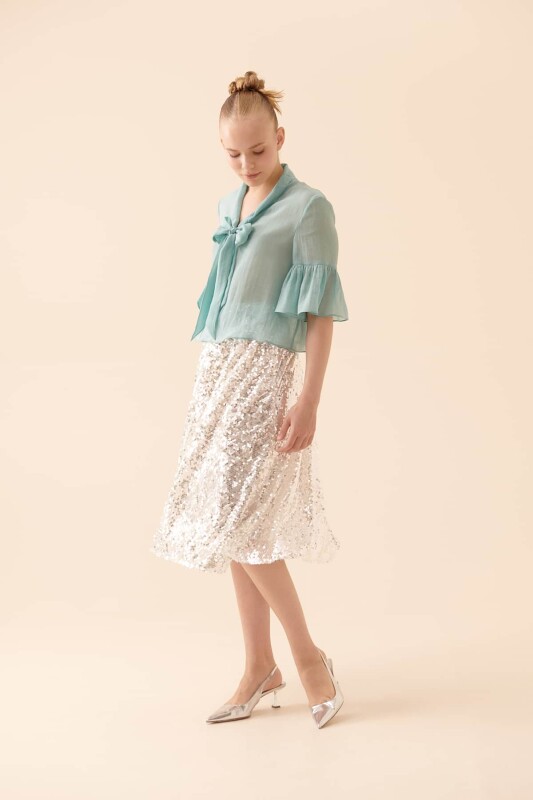 Kurdeleli Bluz Açık Mavi - 3