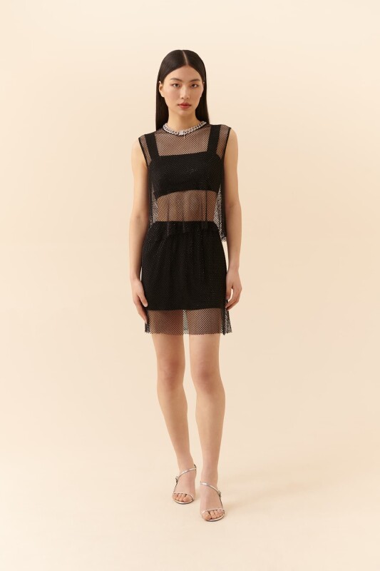 Tüllü Bluz Siyah - 1