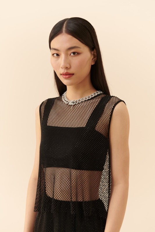 Tüllü Bluz Siyah - 3