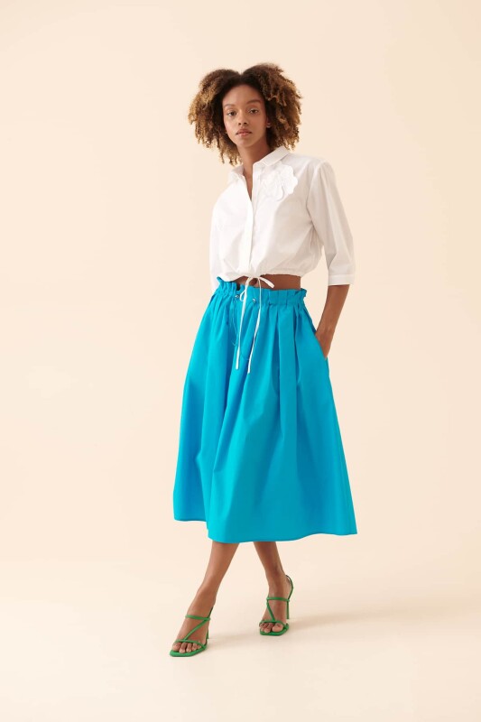 Belden Bağlamalı Gömlek Beyaz - 4