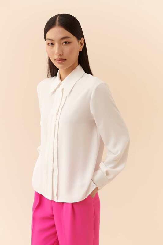 Uzun Kollu Gömlek Ekru - 1