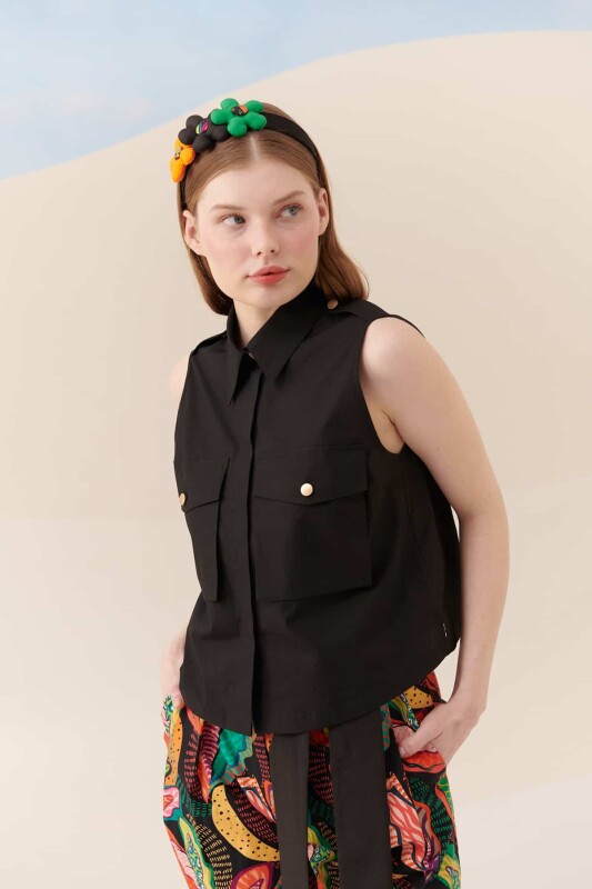 Cepli Kolsuz Gömlek Siyah - 1