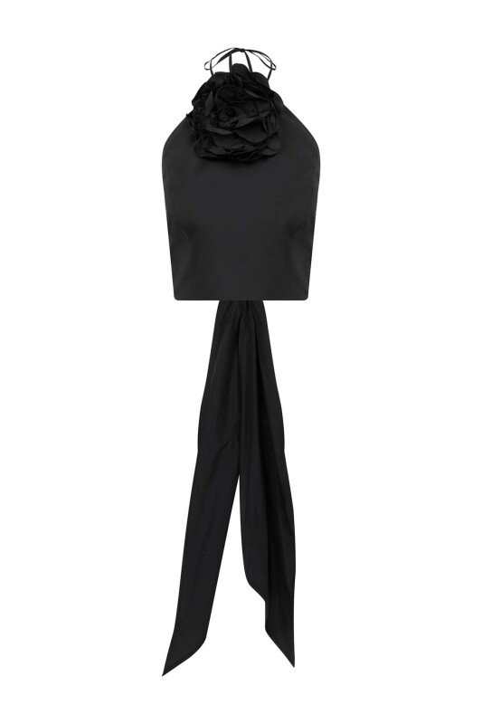 Boyundan Bağlamalı Büstiyer Siyah - 1