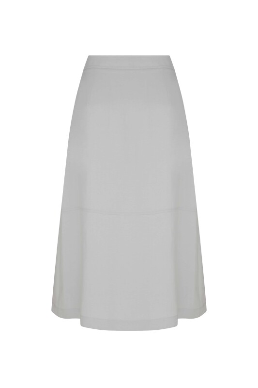 Midi Boy Yanı Cepli Etek Gri - 5