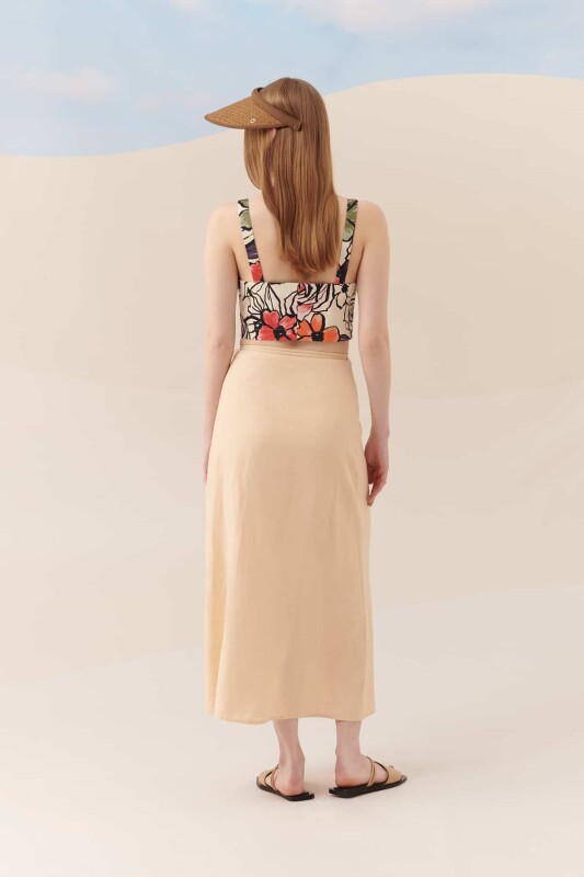 Yandan Bağlamalı Etek Naturel - 2