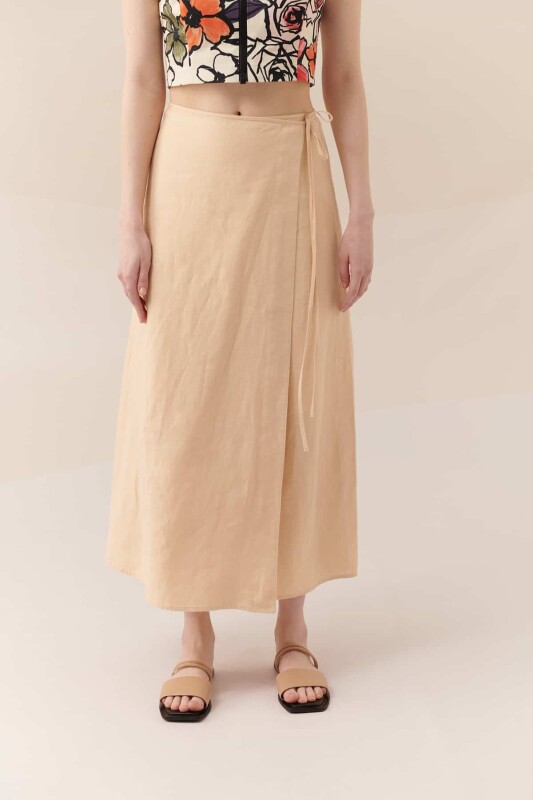 Yandan Bağlamalı Etek Naturel - 3