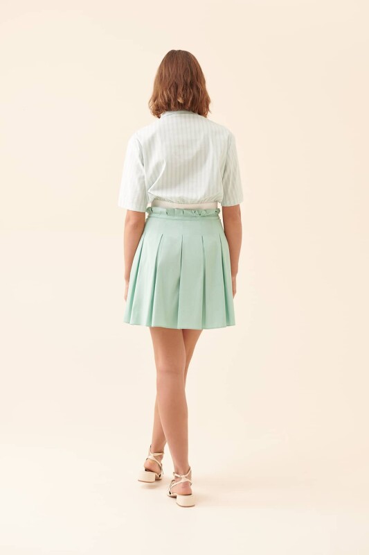 Pileli Mini Etek Mint - 2
