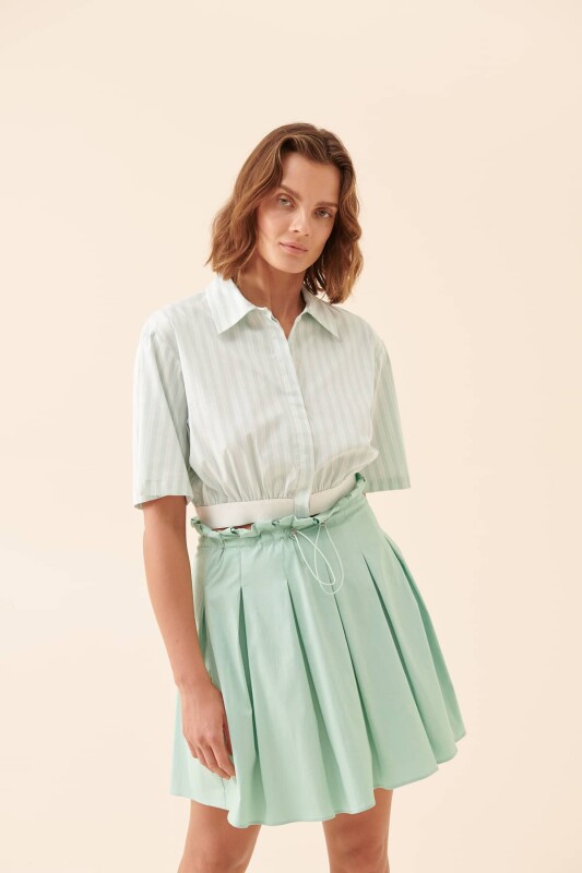 Pileli Mini Etek Mint - 4
