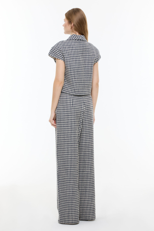 Tek Düğmeli Ceket Lacivert - Beyaz - Roman (1)