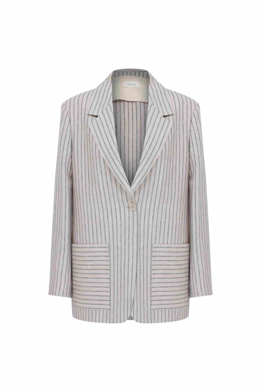 Blazer Tek Düğmeli Ceket Standart Renk - 4