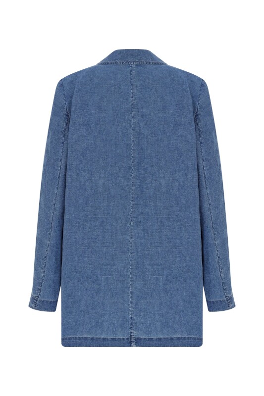 Keten Ceket Lacivert - 5