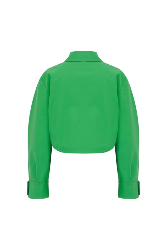 Fermuarlı Cep Detaylı Mont Yeşil - 5