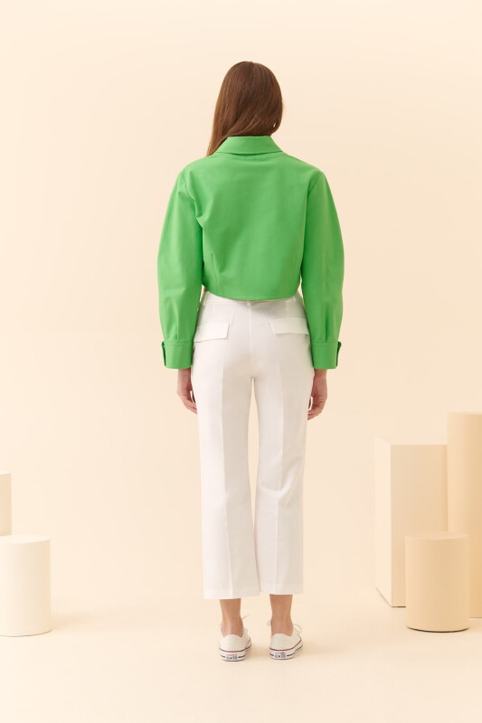 Fermuarlı Cep Detaylı Mont Yeşil - 2