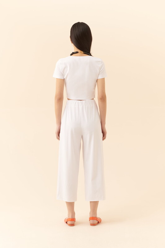 V Yaka Bluz Beyaz - 2