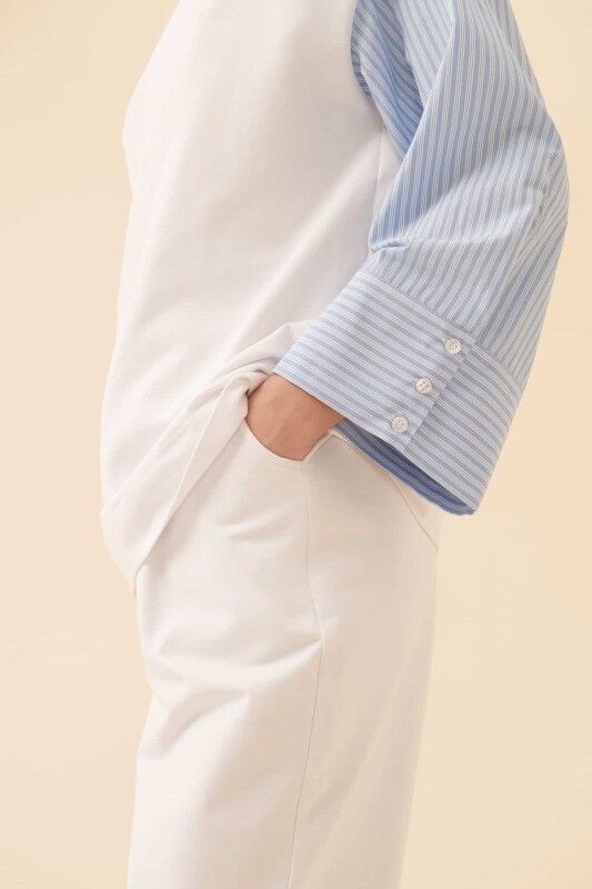 Bisiklet Yaka Gömlek Kollu Sweatshirt Standart Renk - 3