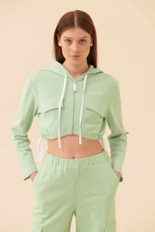 Crop Sweatshirt Yeşil 