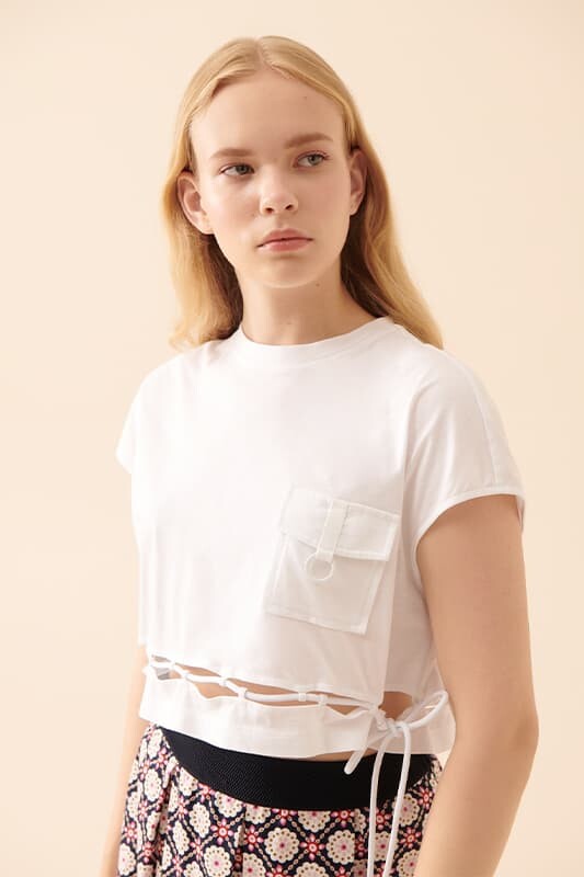 Bisiklet Yaka T-Shirt Beyaz - 3