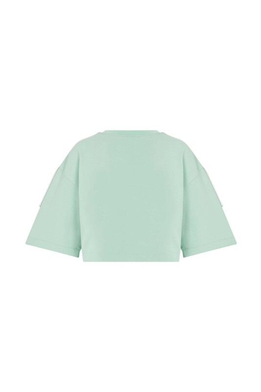 Bisiklet Yaka Kısa Kollu Sweatshirt Yeşil - 5