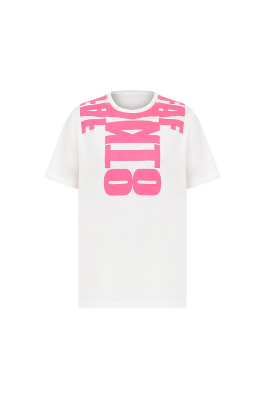 Bisiklet Yaka T-Shirt Beyaz - 4