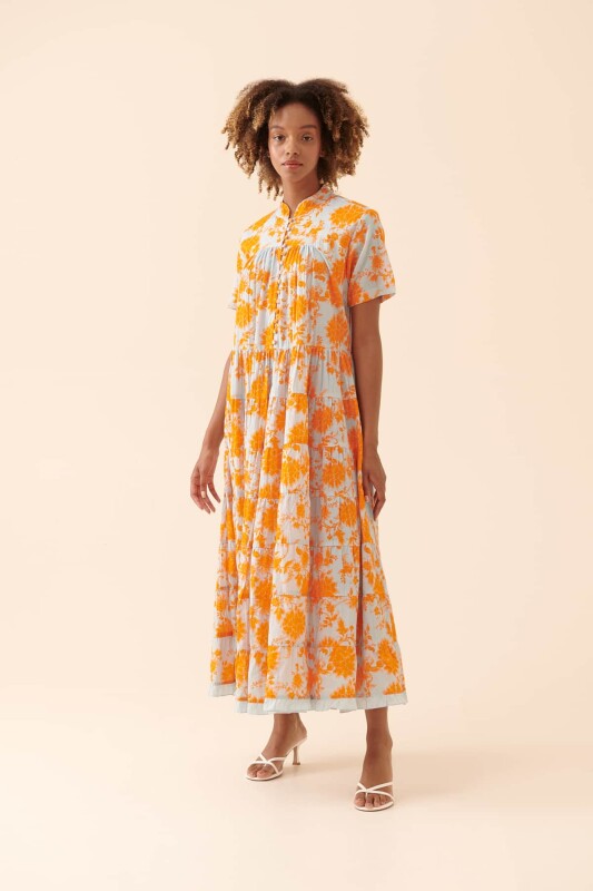 Kısa Kollu Uzun Elbise Standart Renk - 4