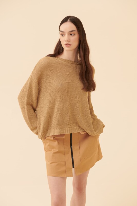 Uzun Kollu Triko Taba - 1