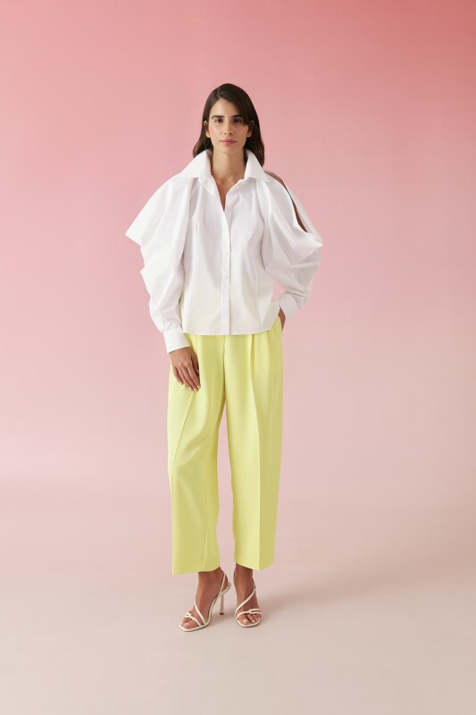 Cut-Out Omuz Detaylı Poplin Gömlek Beyaz 