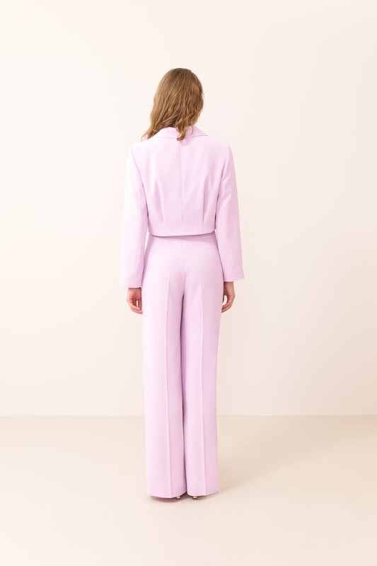 Kruvaze Crop Ceket Lila - 2