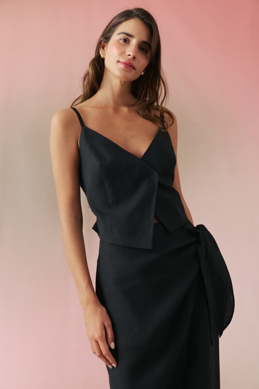 Kruvaze Keten Yelek Siyah - 1