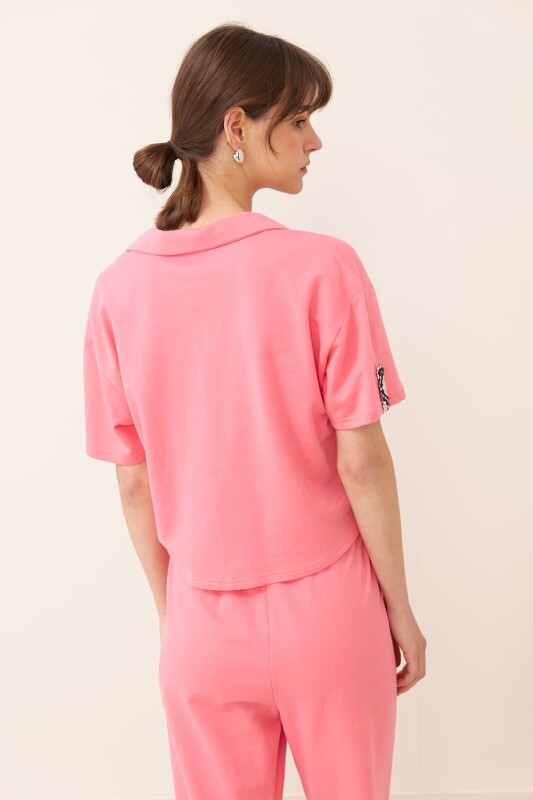 Polo Yaka T-shirt Pembe - 2