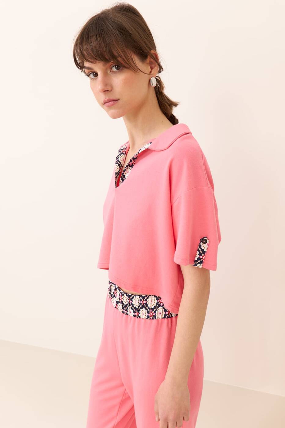 Polo Yaka T-shirt Pembe - 3