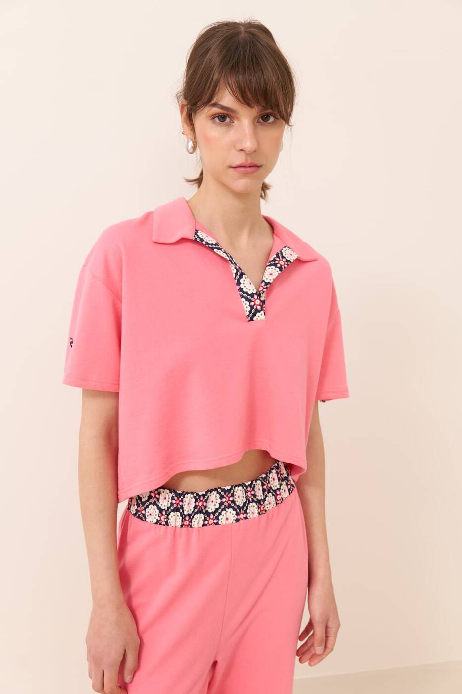 Polo Yaka T-shirt Pembe - 1