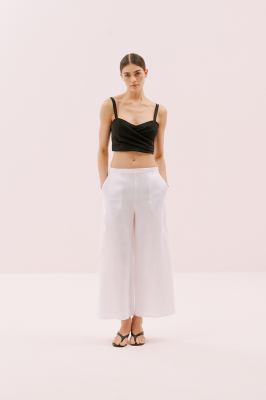 Askılı Drape Detaylı Crop Bluz Siyah - 4