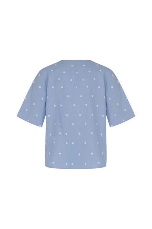 Yaka Desenli Bluz Standart Renk - 4