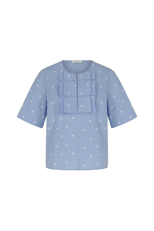 Yaka Desenli Bluz Standart Renk - 3