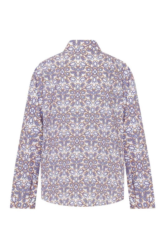 Yaka Desenli Kadın Gömlek Standart Renk - 5