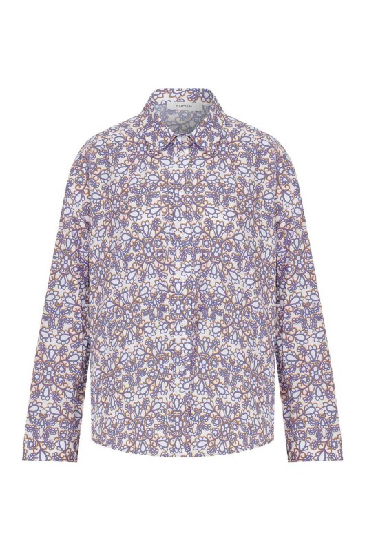 Yaka Desenli Kadın Gömlek Standart Renk - 4