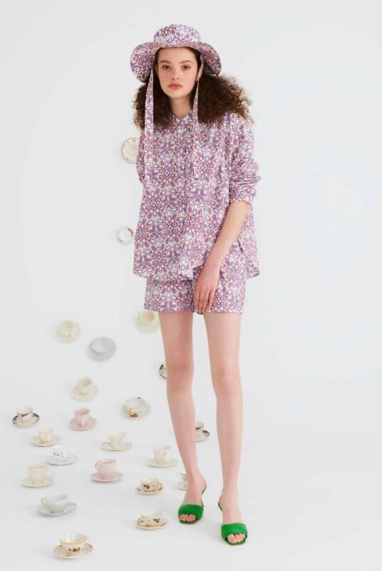 Yaka Desenli Kadın Gömlek Standart Renk - 1