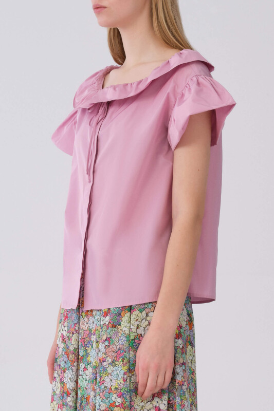 Yaka Detaylı Bluz Pembe - 3