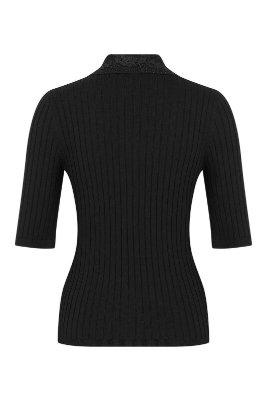 Yaka Detaylı Kadın Triko Siyah - 5