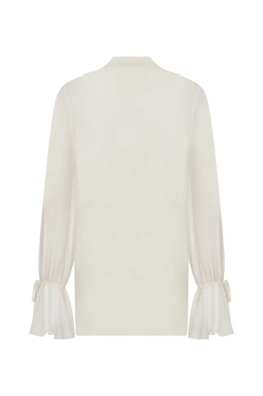 Yakalı Bluz Ekru - 5