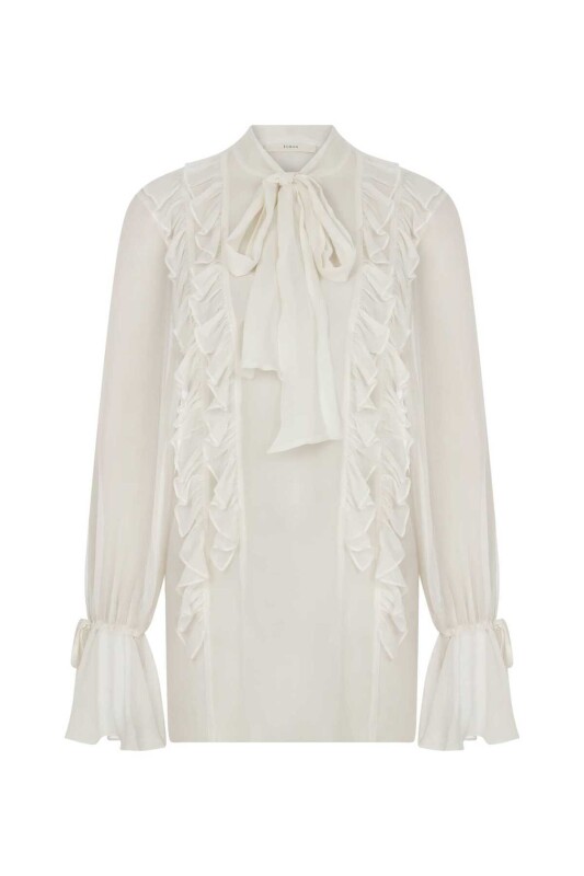 Yakalı Bluz Ekru - 4