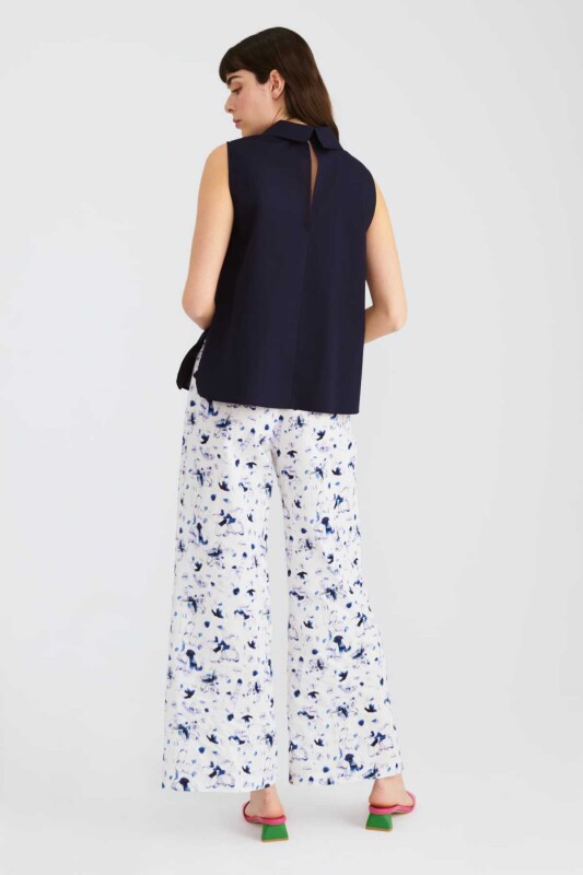 Yakalı Kolsuz Kadın Gömlek Lacivert - 2