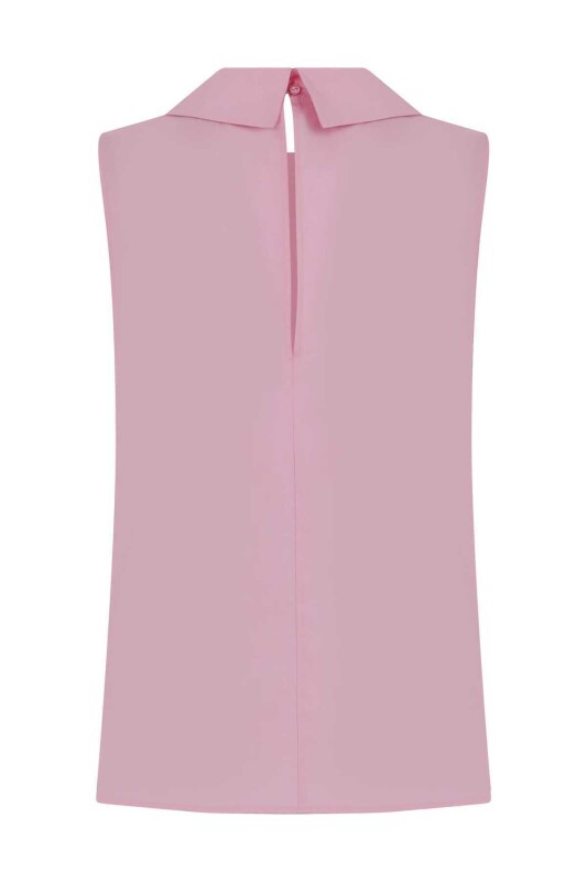 Yakalı Kolsuz Kadın Gömlek Pembe - 5