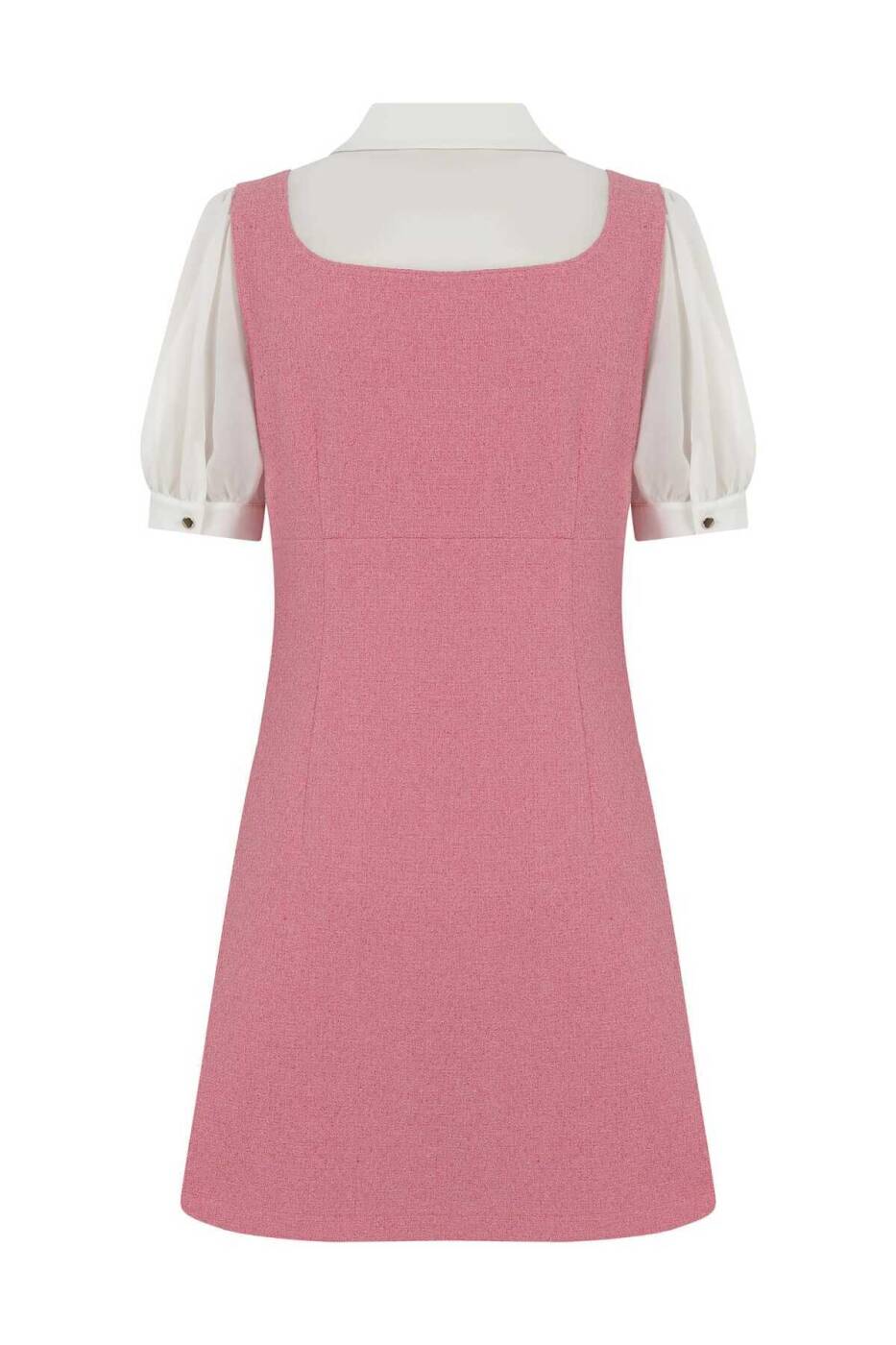 Yakalı Mini Elbise Pembe - 5
