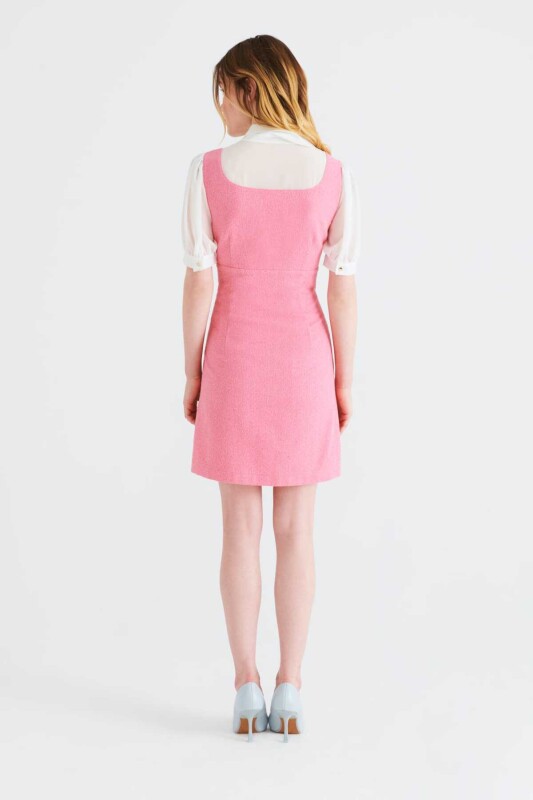 Yakalı Mini Elbise Pembe - 2