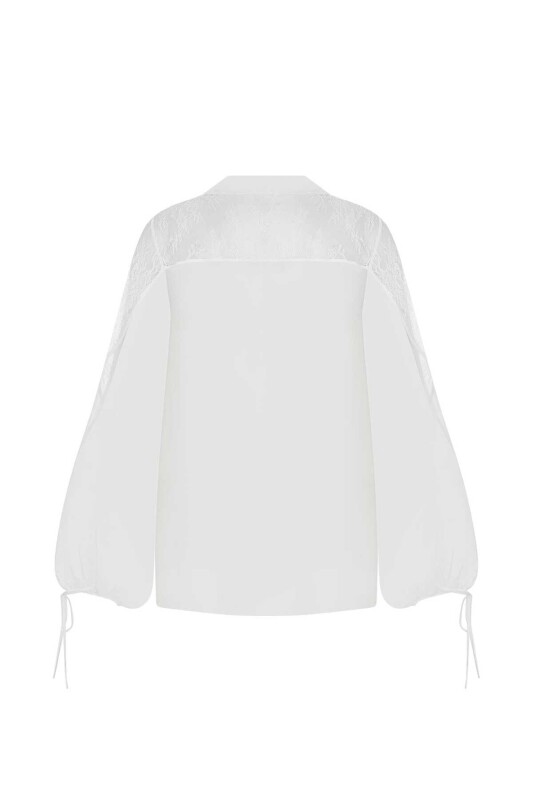 Yakalı Transparan Bluz Beyaz - 5