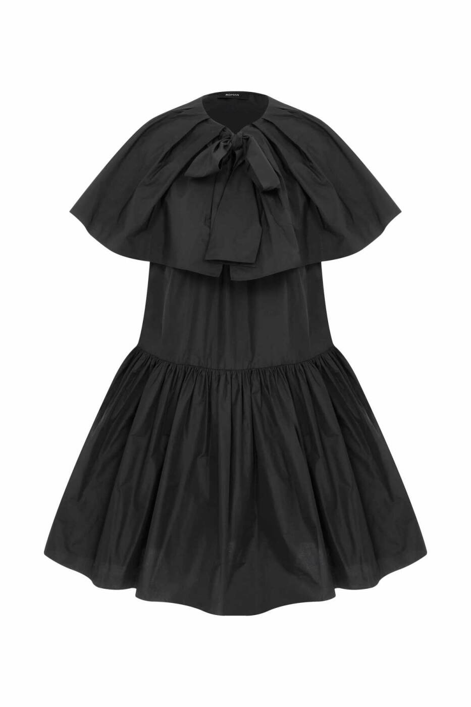  Yakası Bağlamalı Elbise Siyah - 4